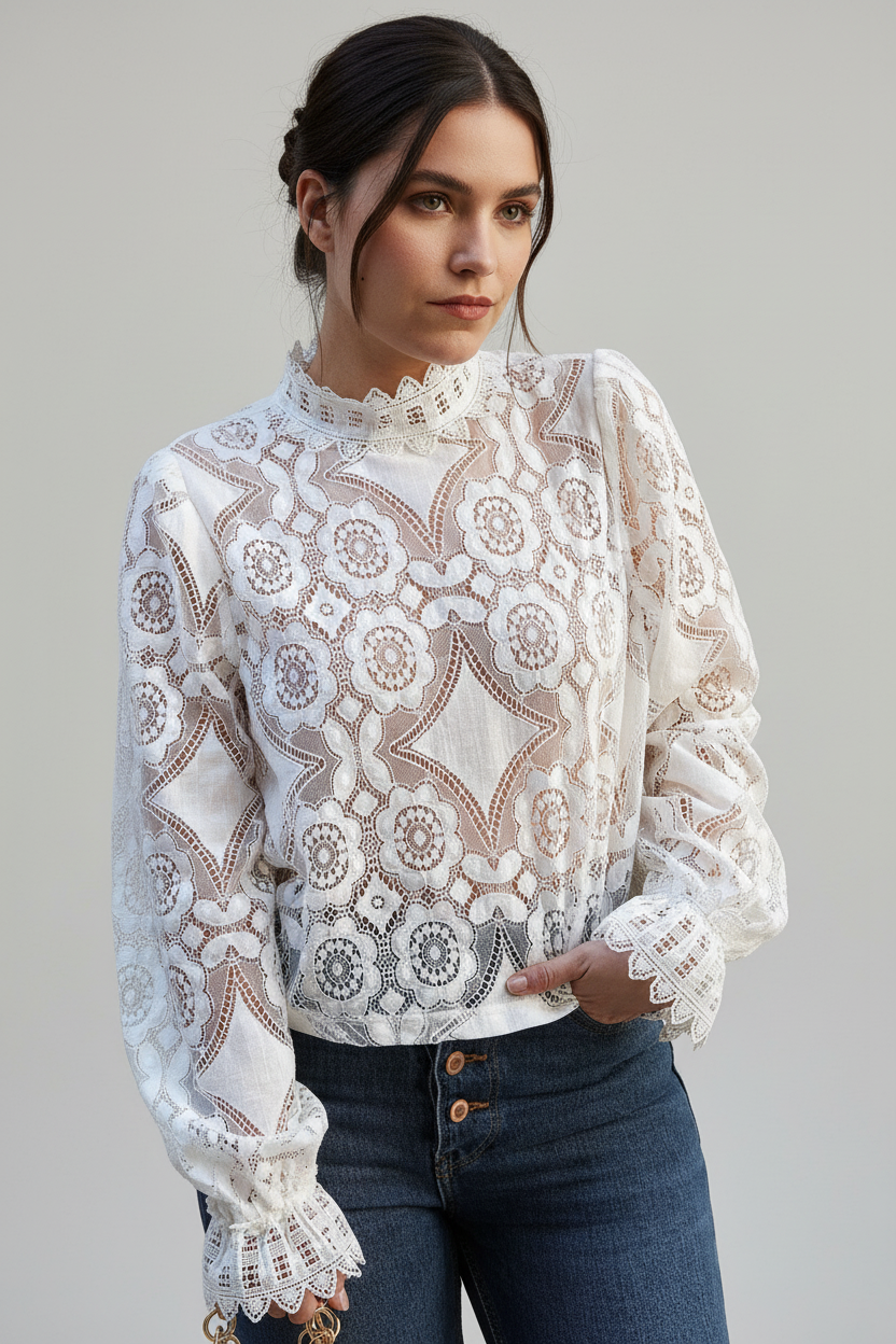 Haut en dentelle, élégant et chic, idéal pour toutes occasions. - 2