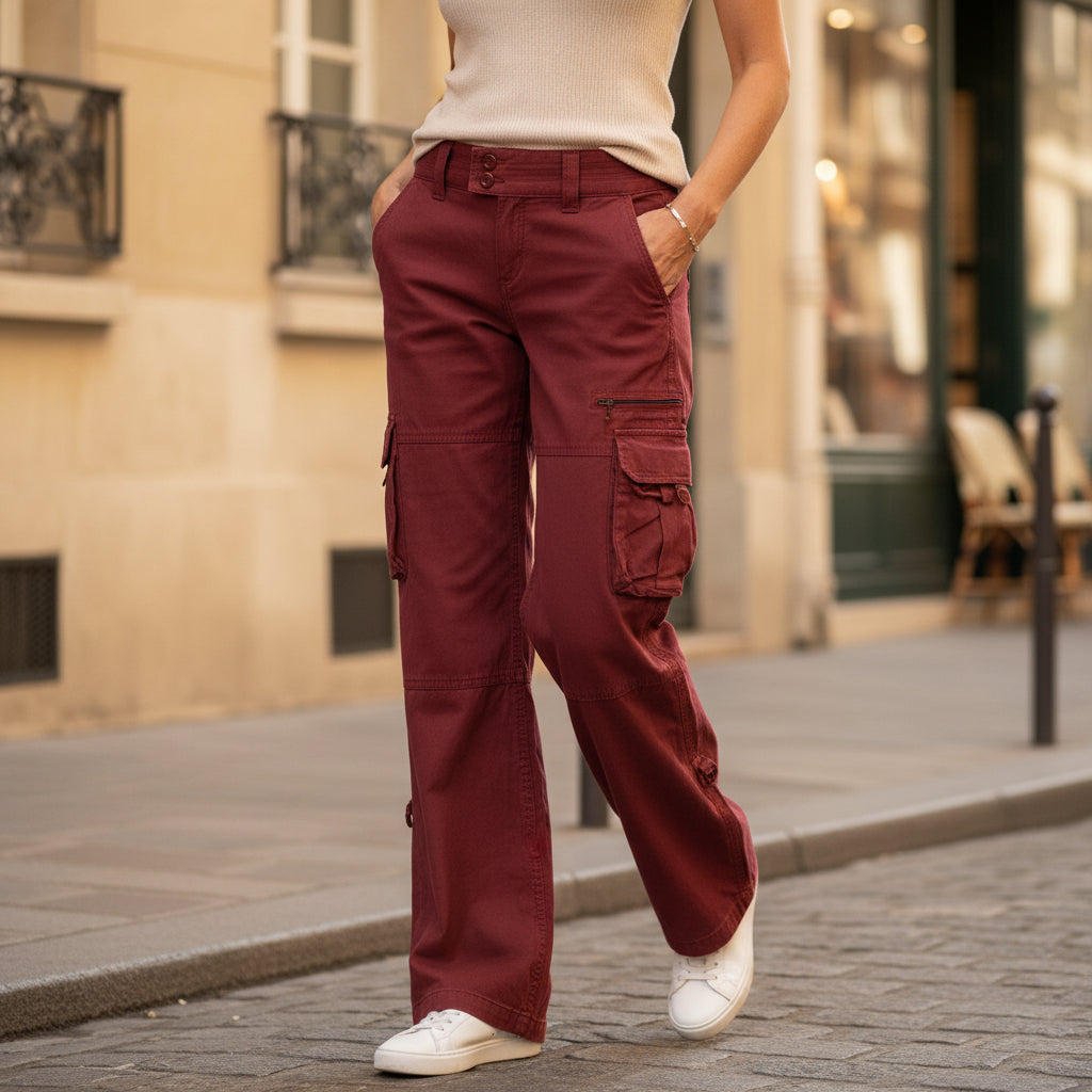 Pantalons cargo femme, coupe flatteuse, style décontracté. - 4