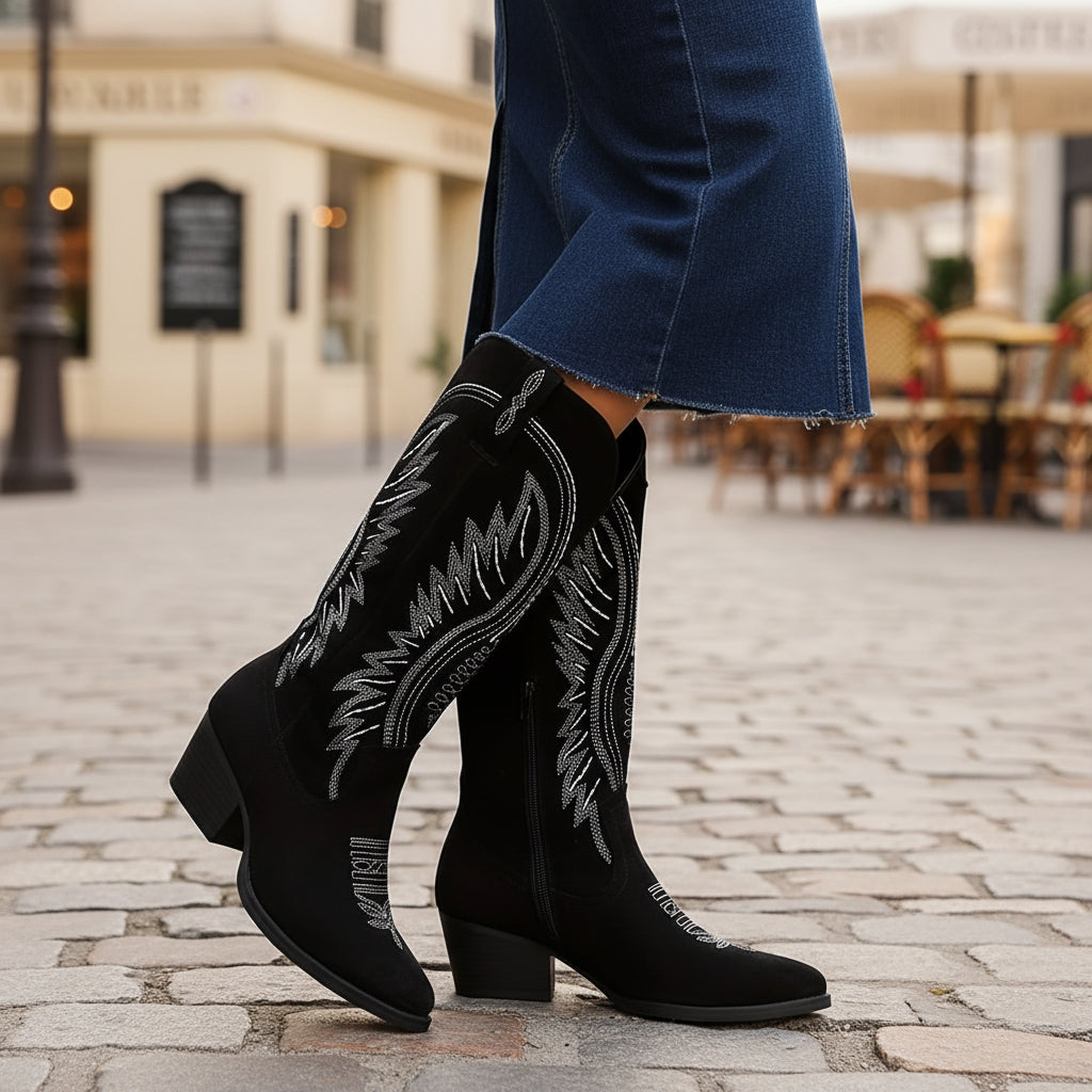 Bottes cowboy femme à talon épais, au design moderne et au style western. - 4