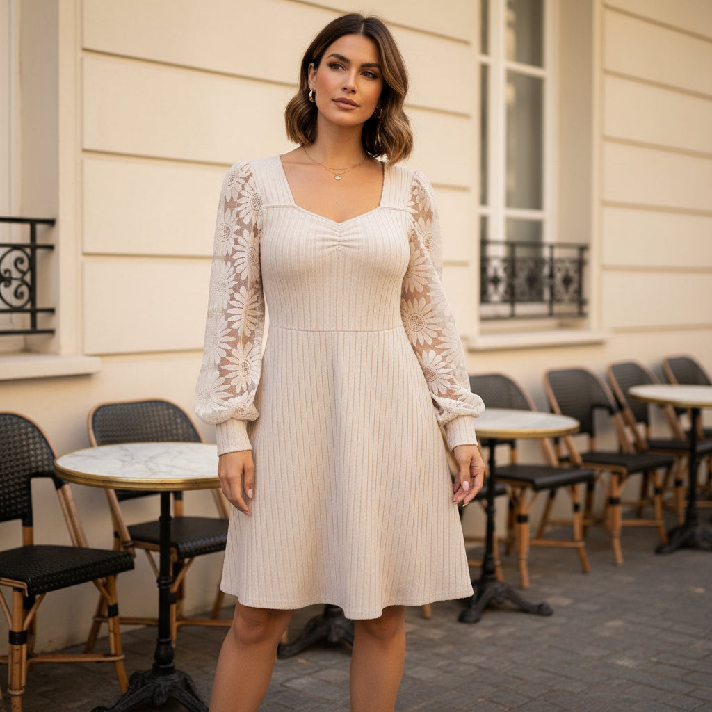 Robe élégante à manches longues pour soirée. - 1