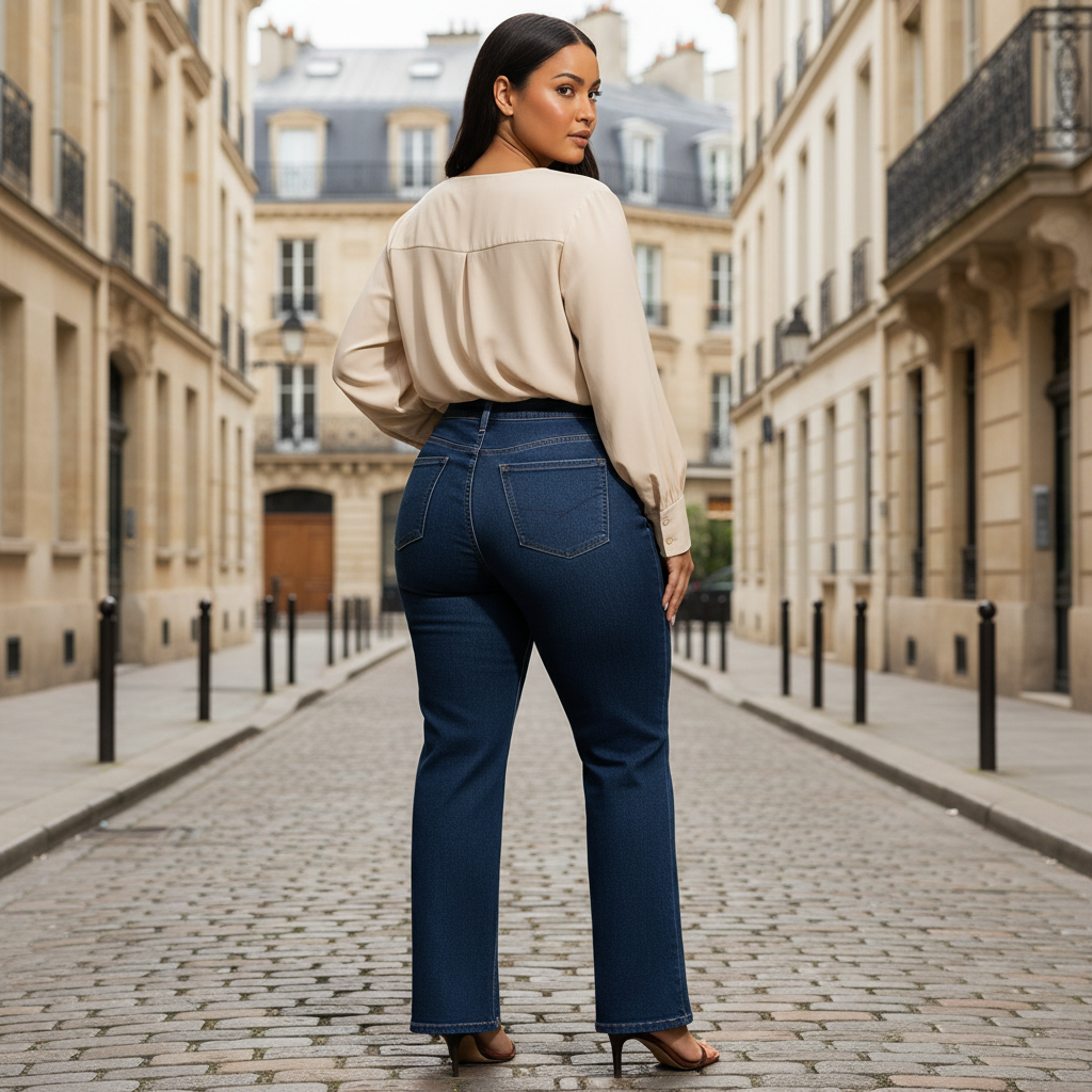 Jean femme, coupe classique cinq poches, style décontracté. - 2