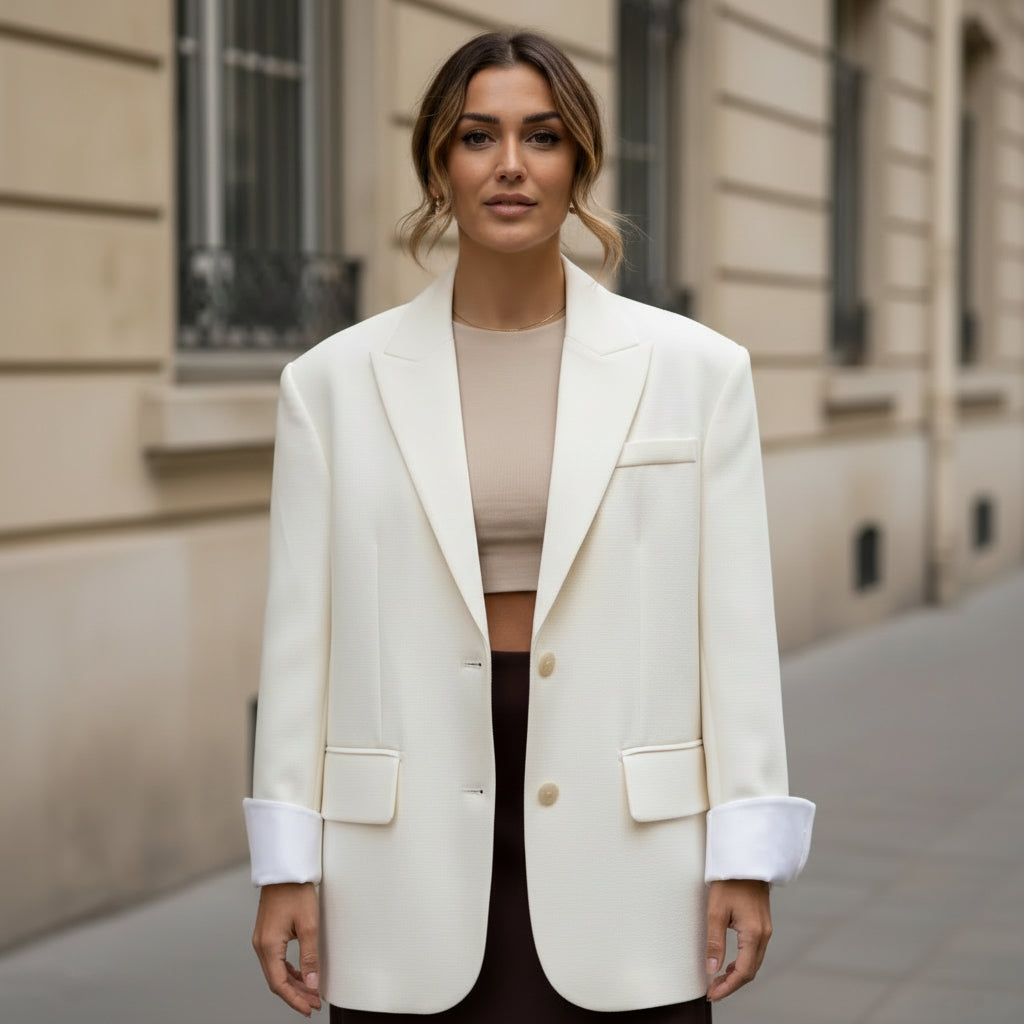 Blazer oversized femme, chic et élégant avec poches. - 2