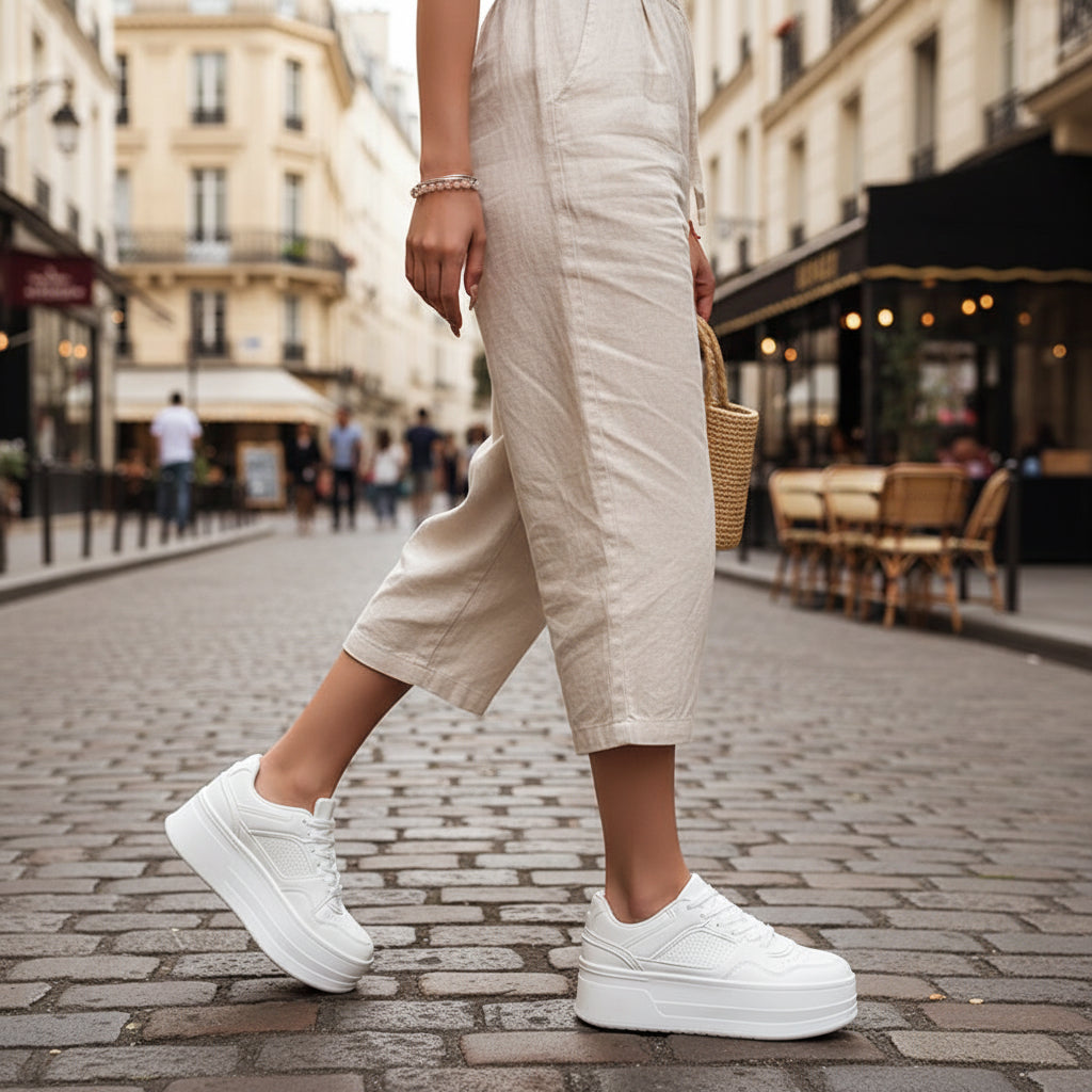 Baskets femme à semelle plateforme chic avec fermeture à lacets. - 4