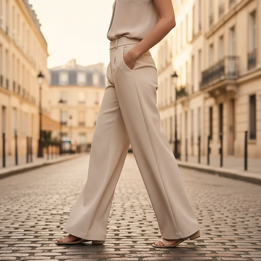 Pantalon fluide femme à large jambe, style décontracté et chic. - 3