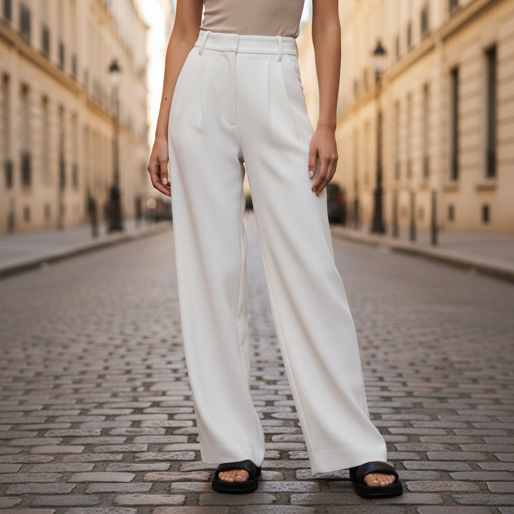 Pantalon fluide femme à large jambe, style décontracté et chic. - 5