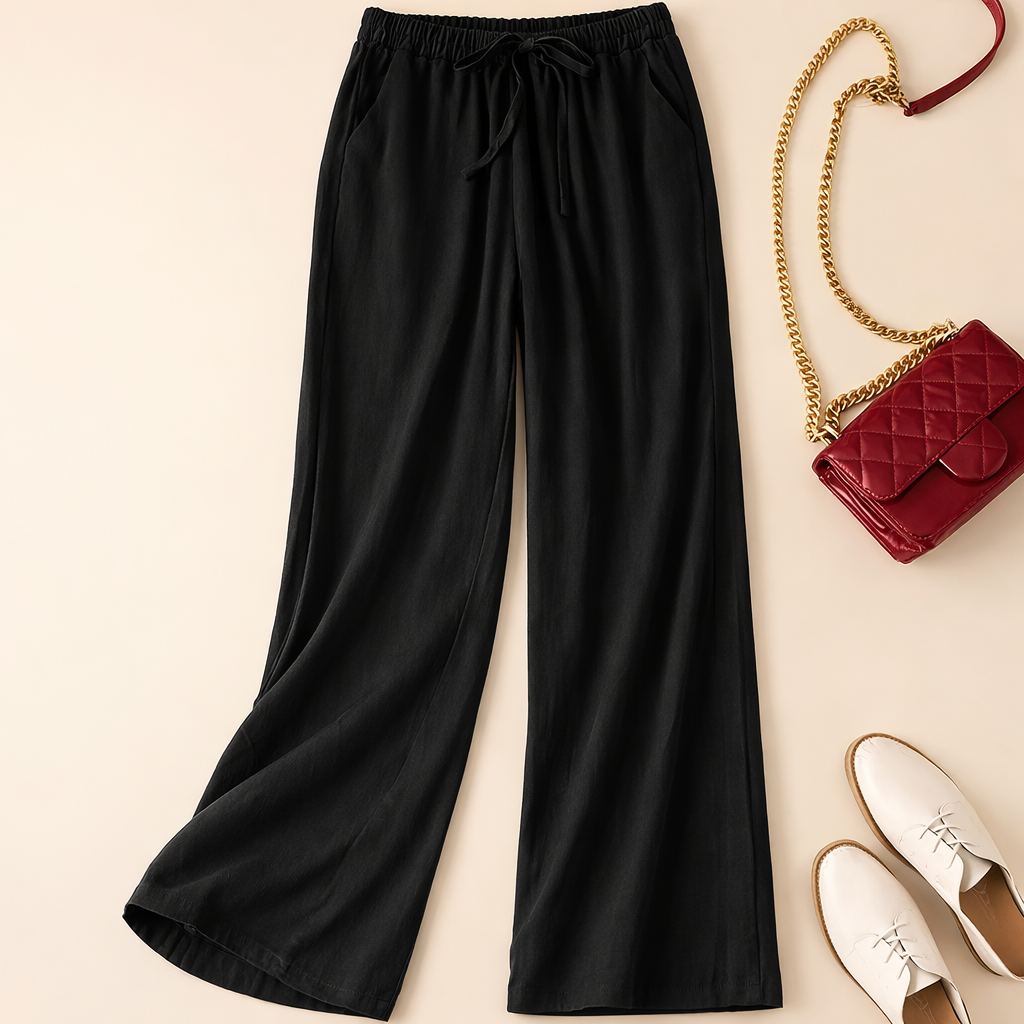 Pantalon décontracté femme, coupe ample avec cordon de serrage. 1