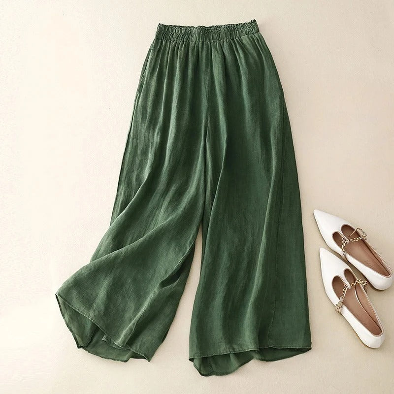 Pantalon élégant femme, taille ample fluide, jambe droite, design polyvalent. 1
