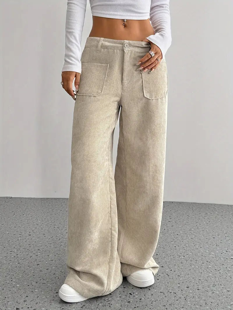 Pantalon fluide femme, jambe large, élégant et confortable. - 3