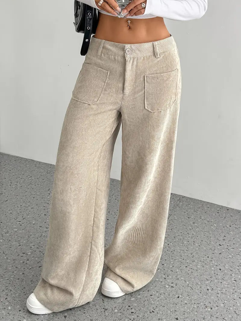 Pantalon fluide femme, jambe large, élégant et confortable. - 4
