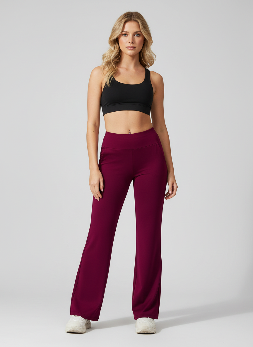 Pantalon de yoga femme, bootcut, taille haute, confortable et chic. - 4