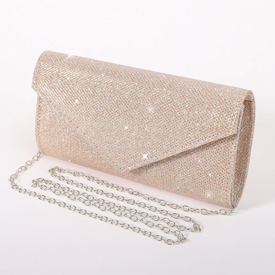 Pochette élégante avec design pailleté et chaîne amovible. - 8