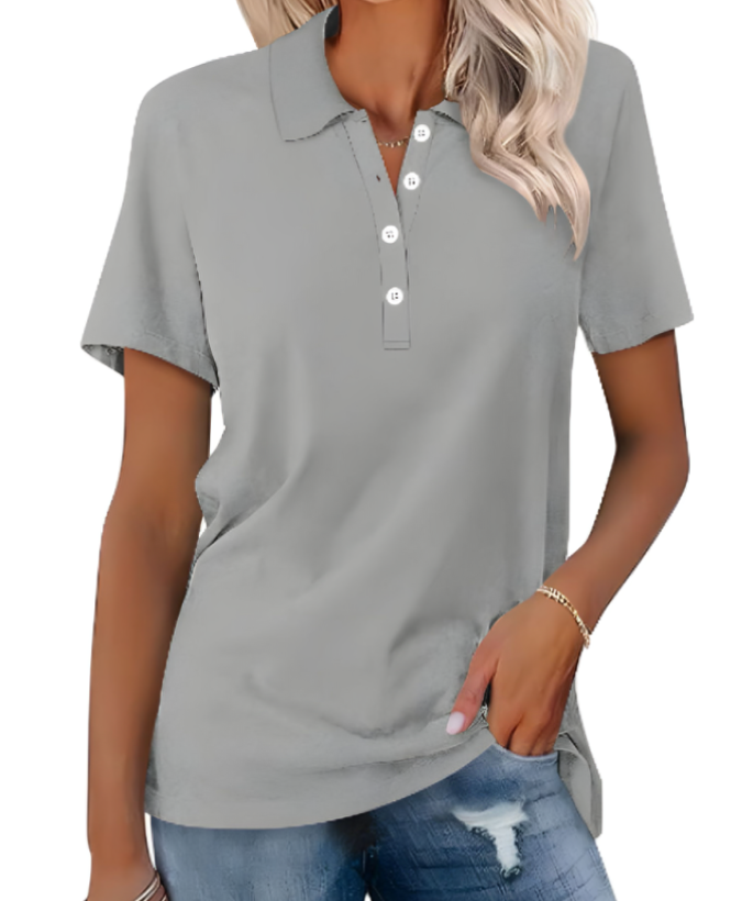 Polo femme à fermeture boutonnée élégante. - 1