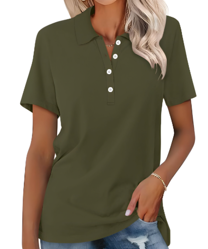 Polo femme à fermeture boutonnée élégante. - 2