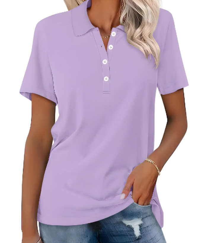 Polo femme à fermeture boutonnée élégante. - 5