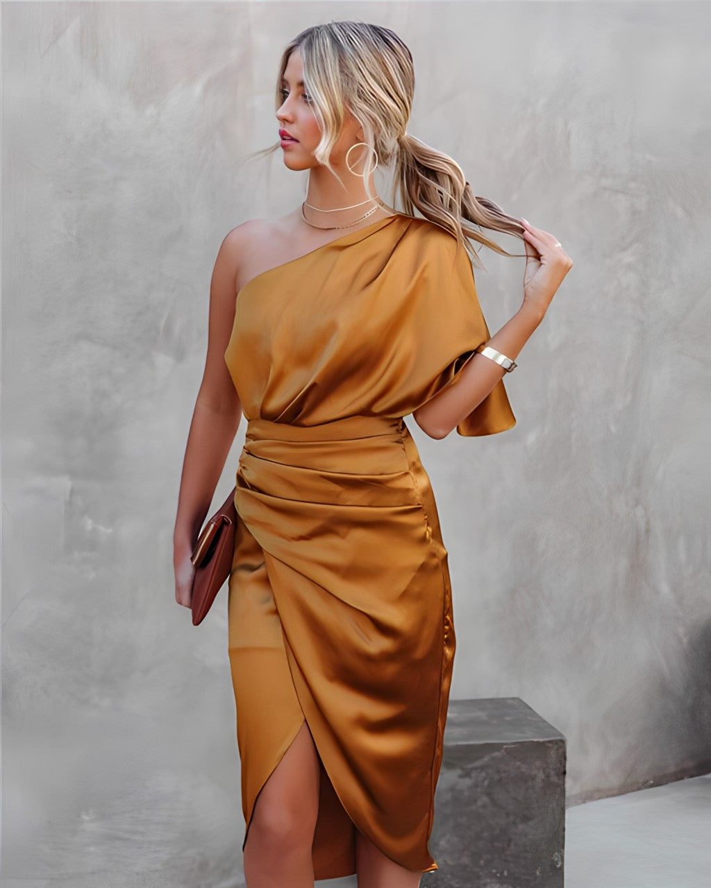 Robe asymétrique à épaule dénudée | Élégante et moderne pour soirée femme - 12
