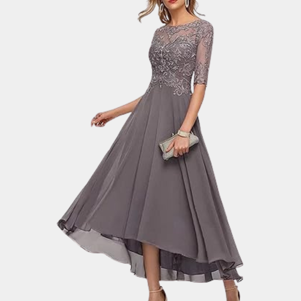 Robe de soirée longue | Détails en dentelle, coupe flatteuse, chic et élégante - 5