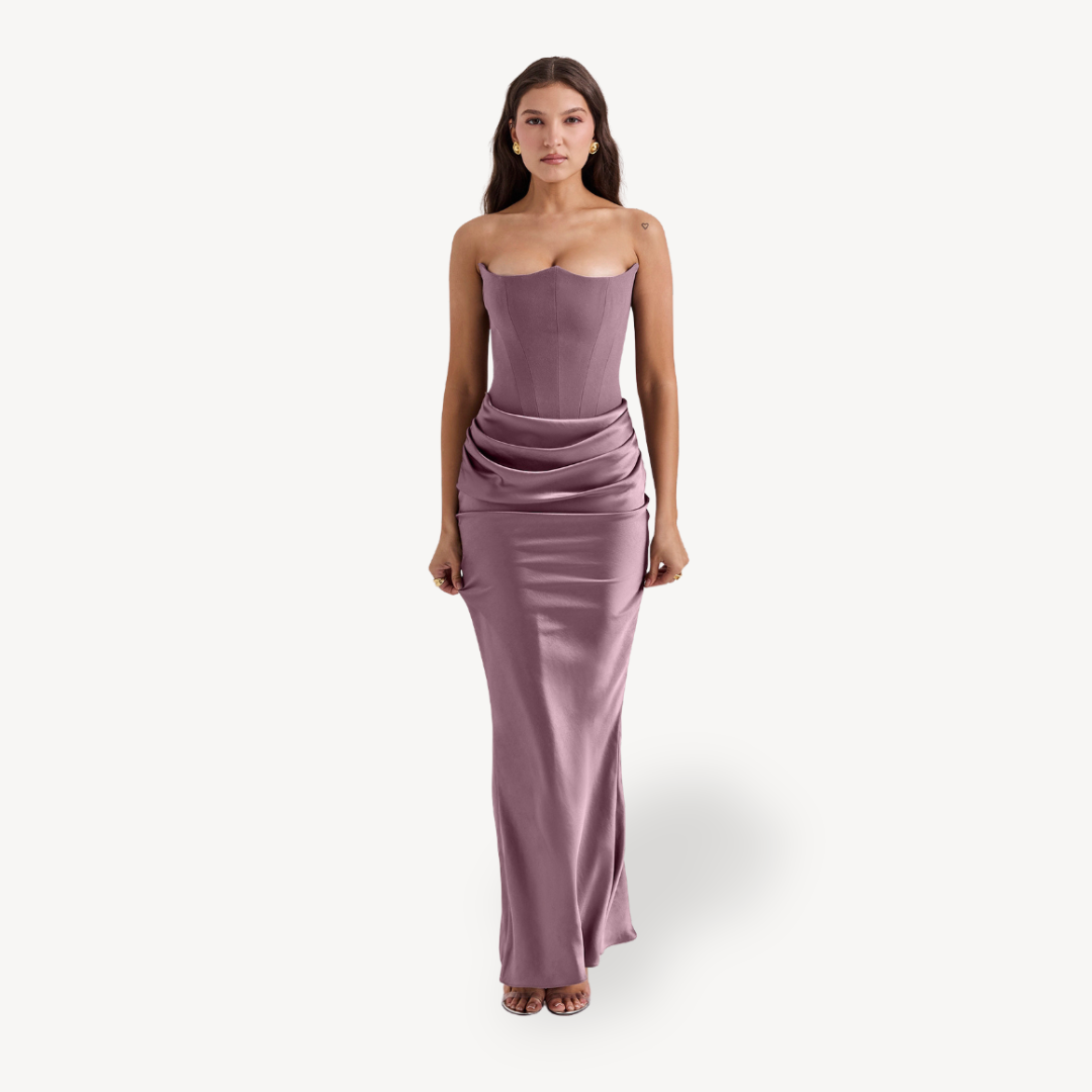 Robe longue élégante | Corset structuré sans manches pour soirée femme - 7