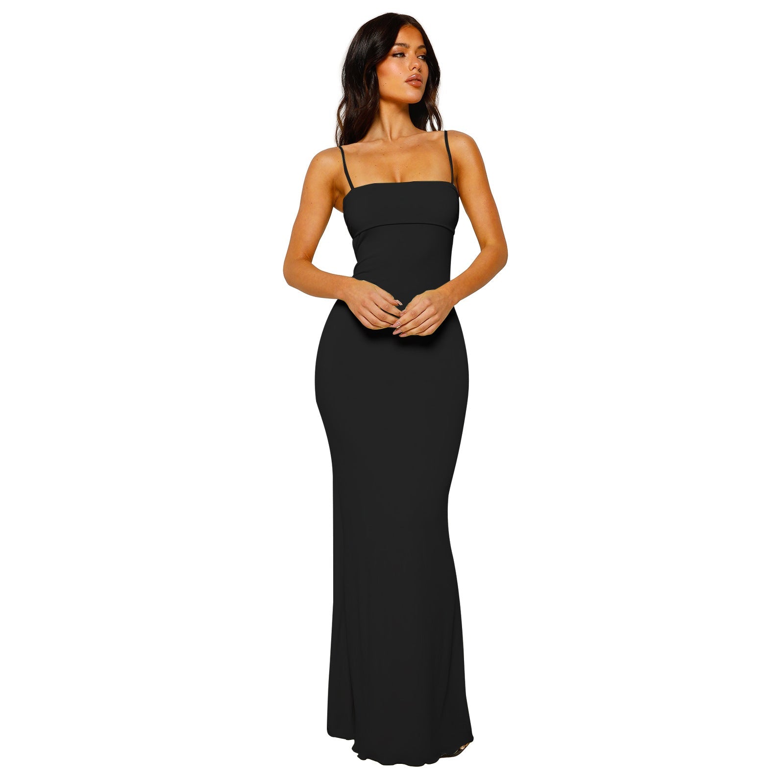 Robe longue cintrée à dos nu, idéale pour les occasions estivales. - 9
