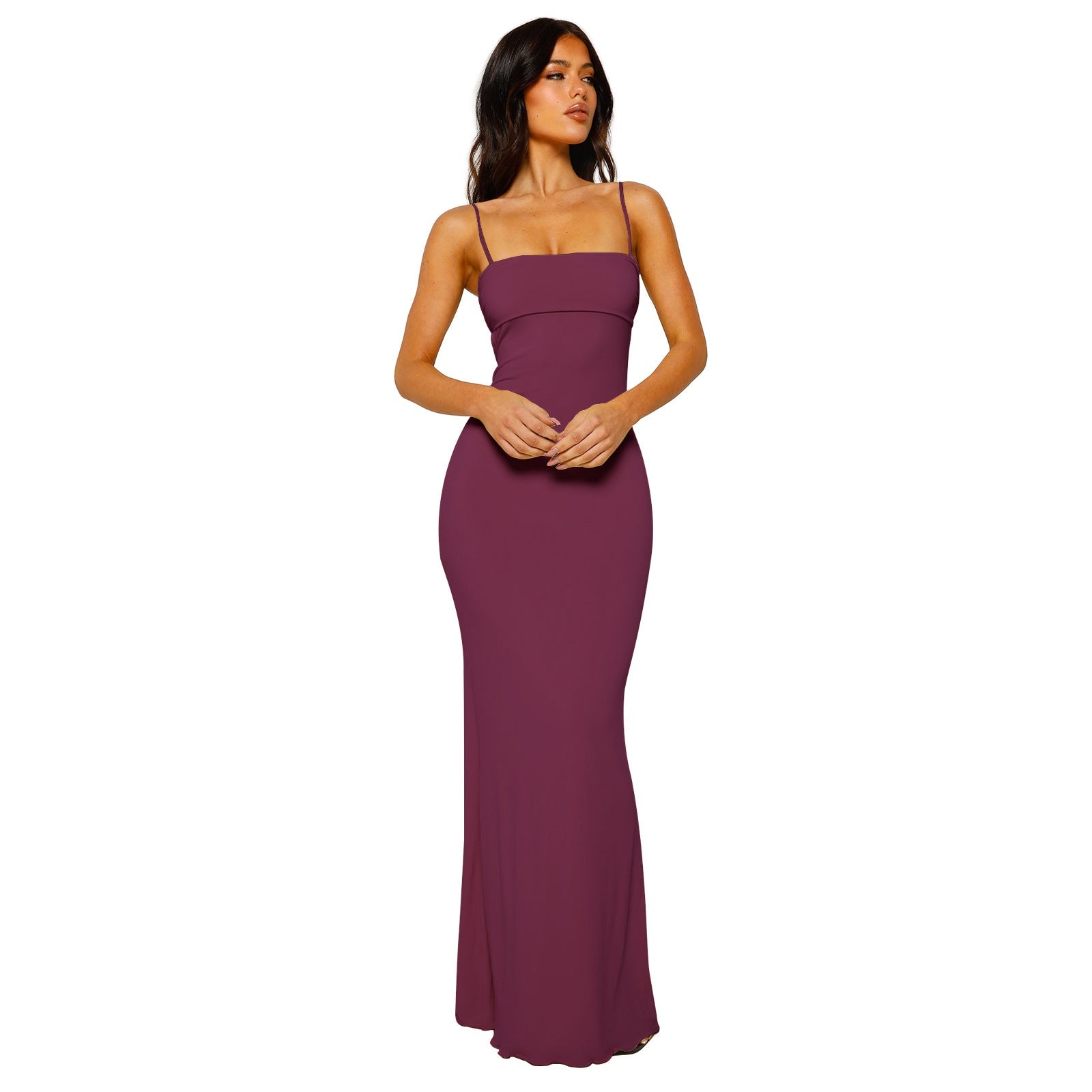Robe longue cintrée à dos nu, idéale pour les occasions estivales. - 8