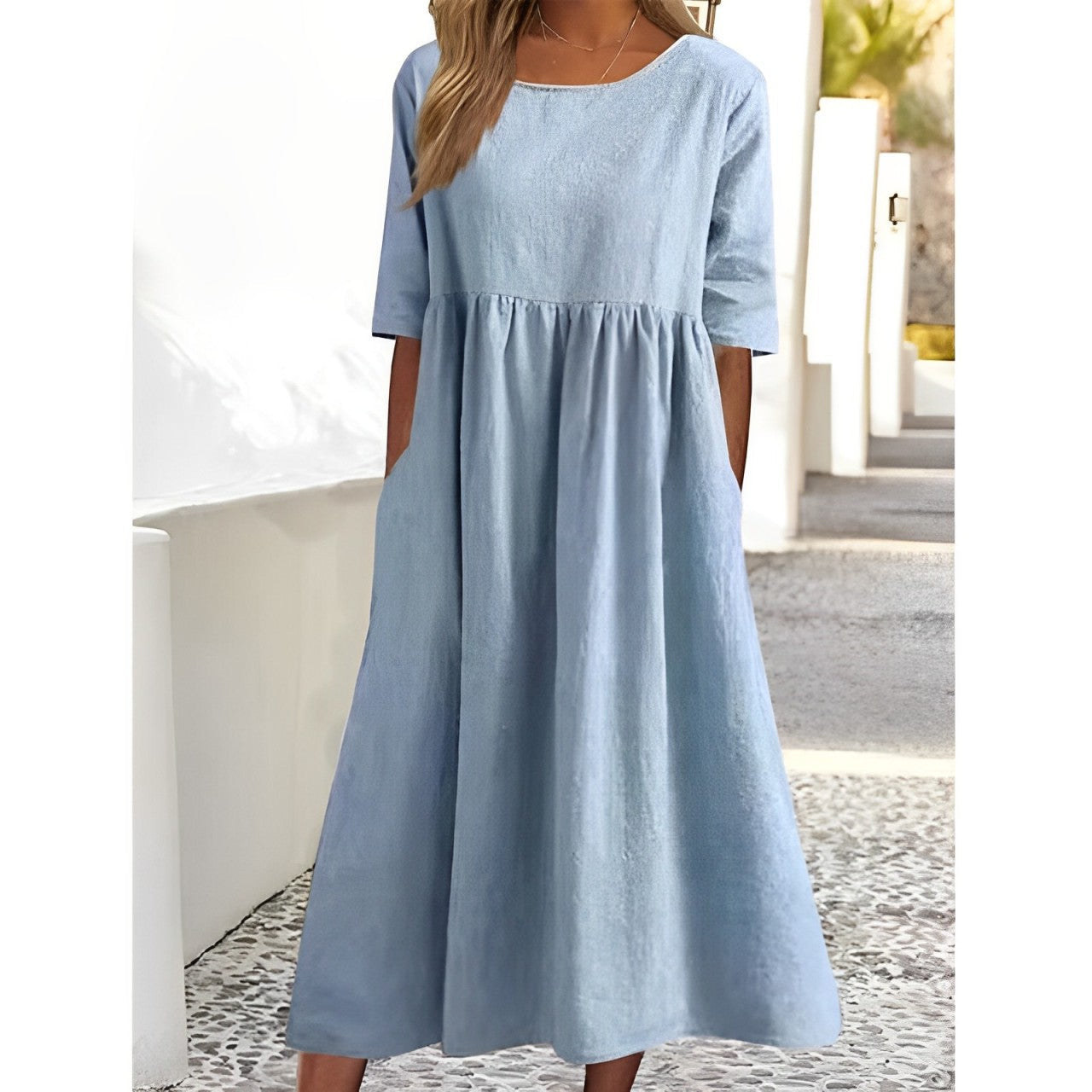 Robe midi femme | Design plissé élégant inspiré du vintage - 1
