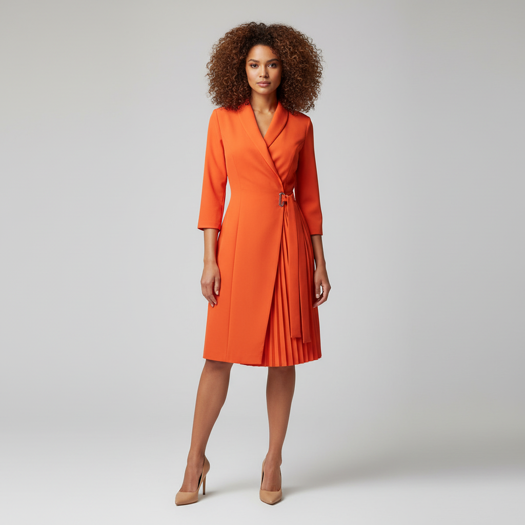 Robe élégante avec blazer chic et jupe plissée. - 1