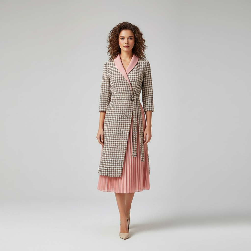 Robe élégante avec blazer chic et jupe plissée. - 2