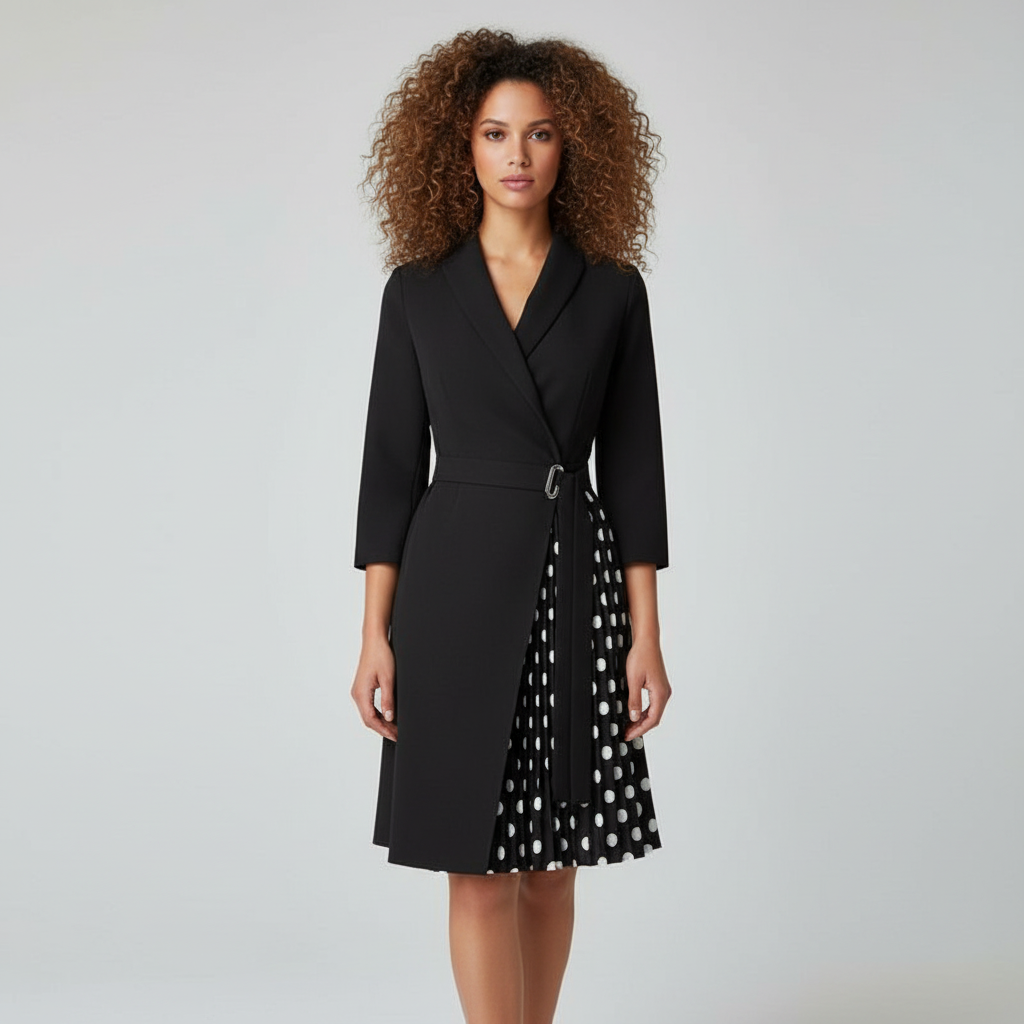 Robe élégante avec blazer chic et jupe plissée. - 5