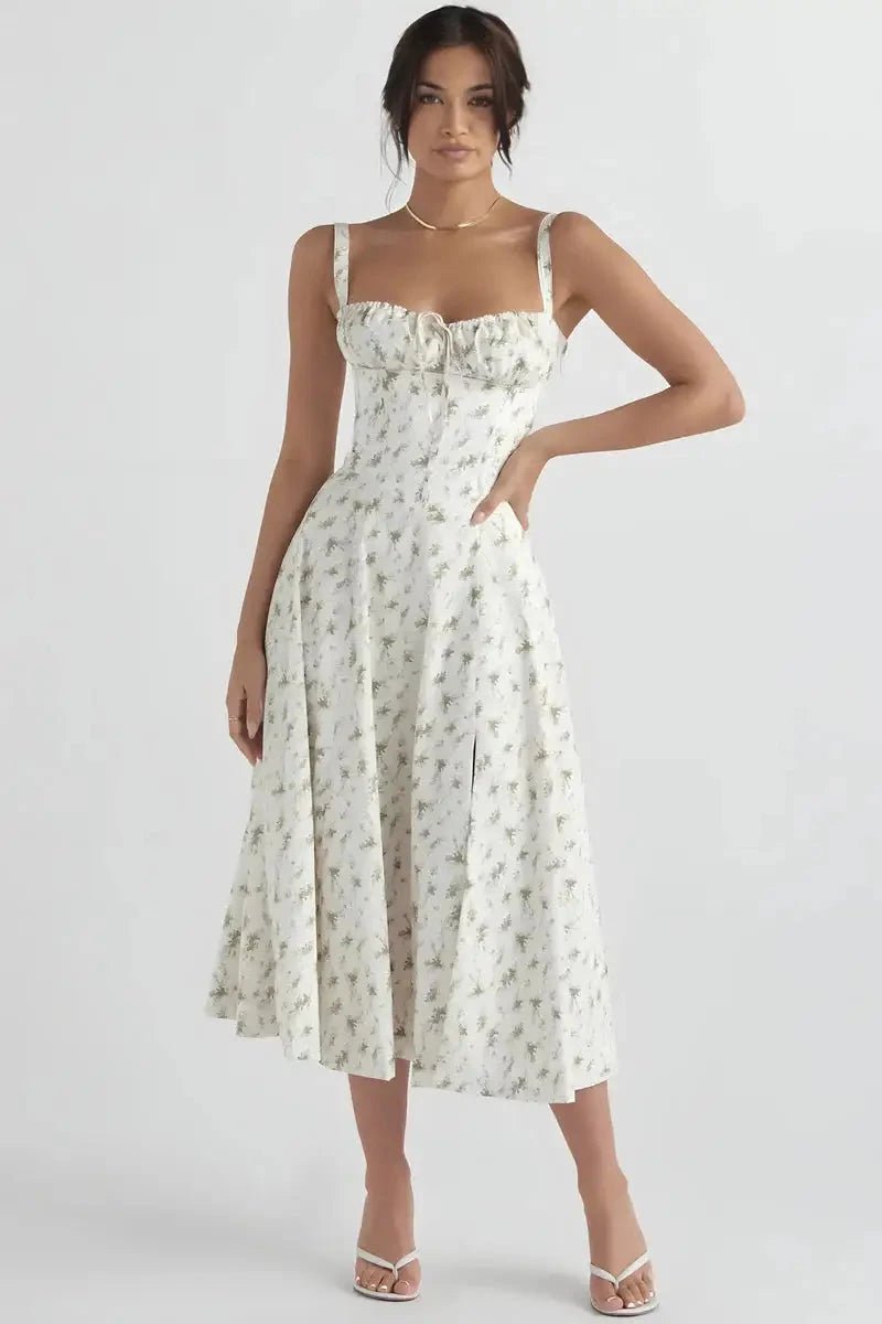 Robe d'été bustier à imprimé floral élégant. 0