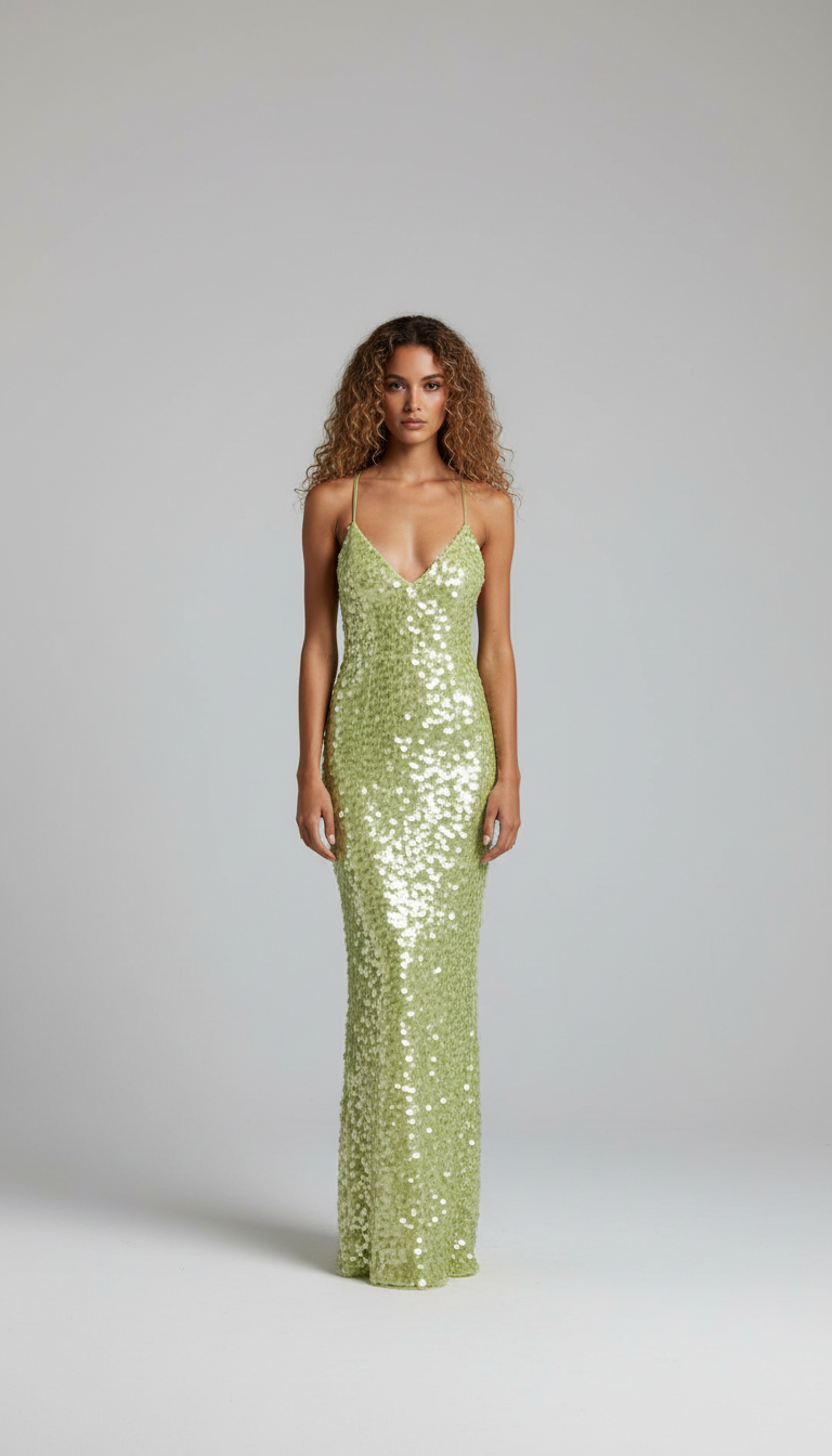 Robe de soirée à décolleté profond et style glamour. - 1