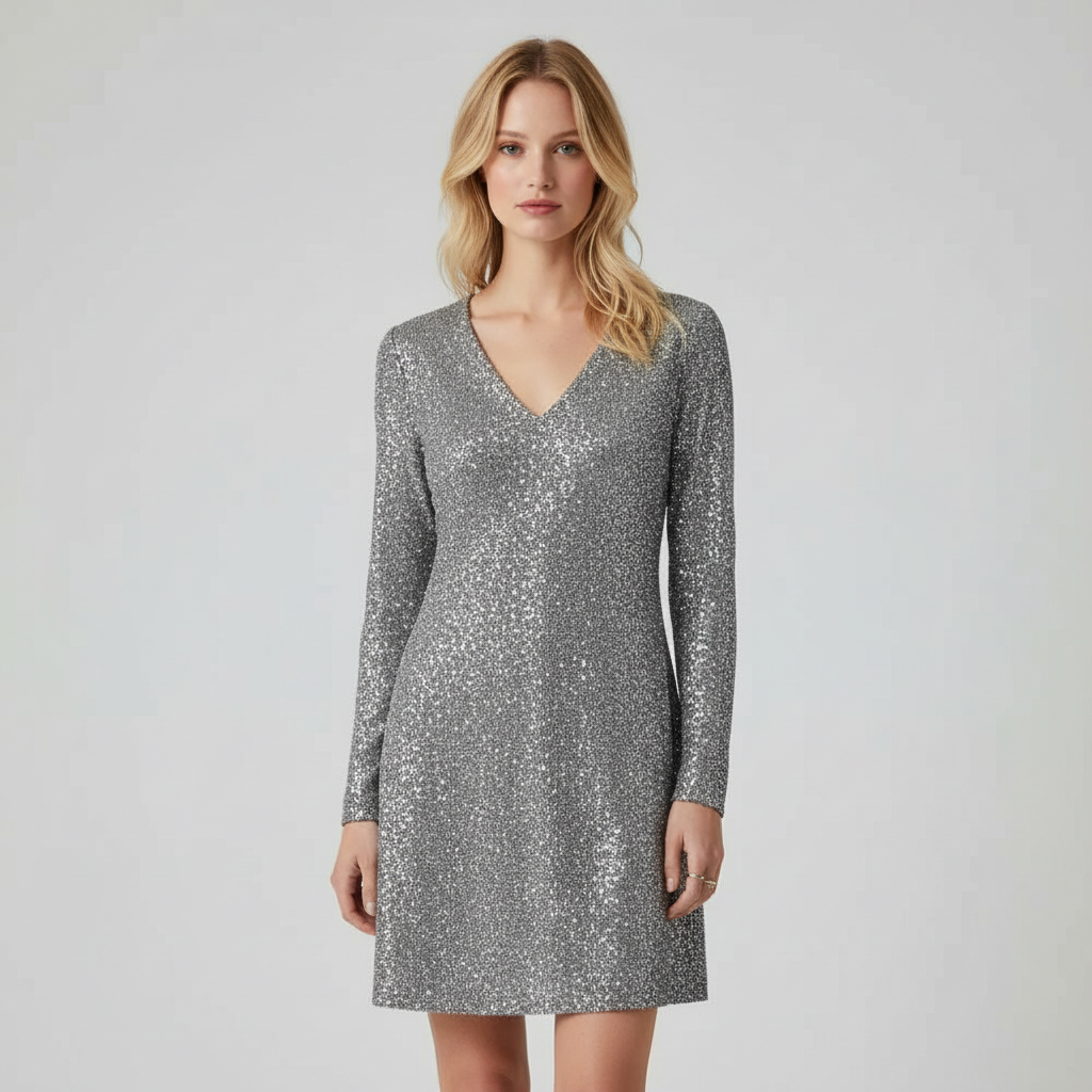 Robe de soirée évasée et scintillante. - 3