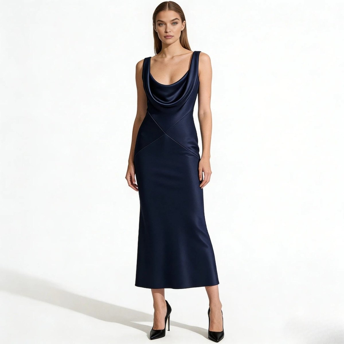 Elegant backless dress with a sculpted silhouette for evening occasions. 5