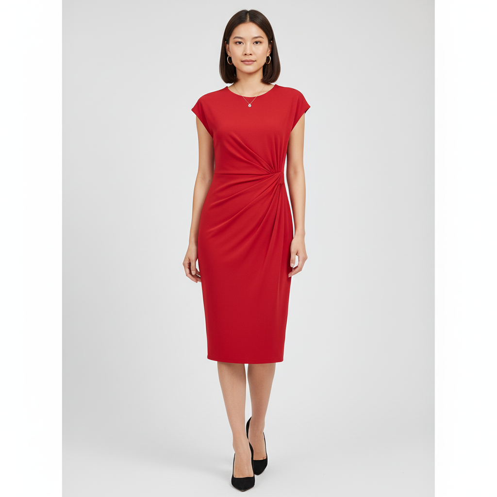 Robe de soirée longue élégante, silhouette cintrée, col en V, manches courtes. - 5