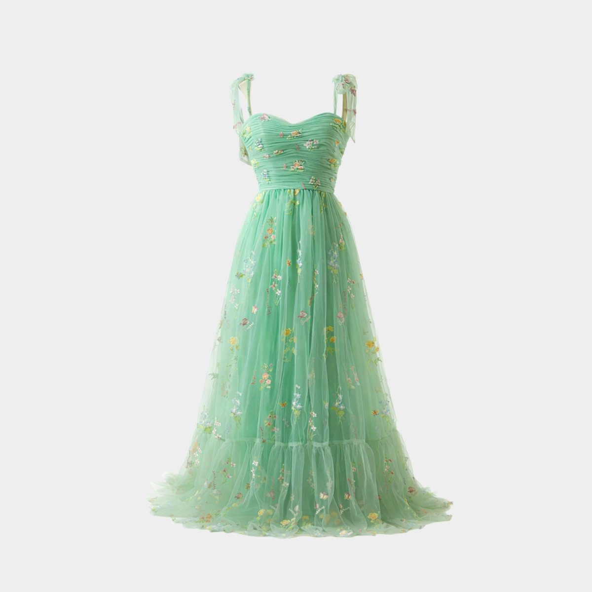 Robe évasée avec des détails floraux brodés. 8