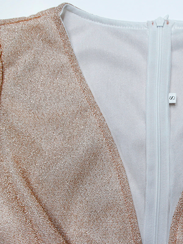 Robe élégante longue femme, col en V, manches cloche. - 5