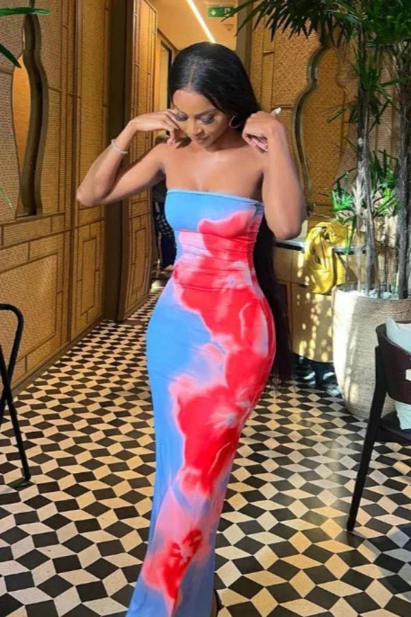 Robe longue avec décolleté bandeau élégant. 5
