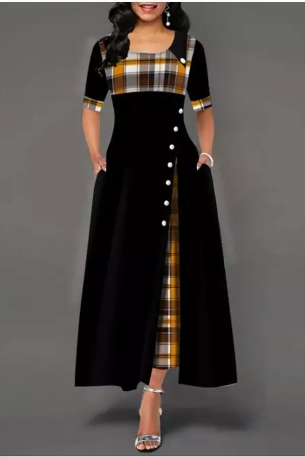 Robe longue avec une silhouette flatteuse et des détails en dentelle. - 3