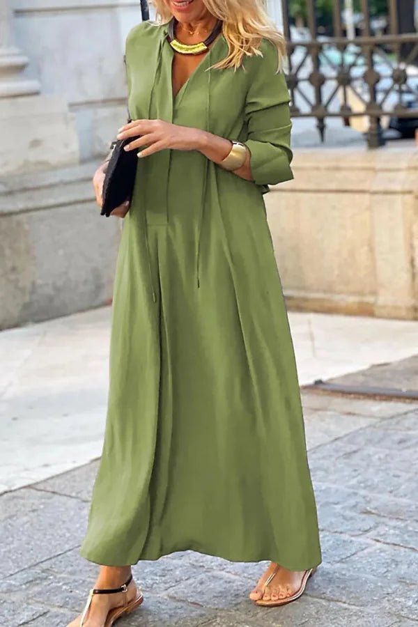 Robe longue fluide, silhouette ample élégante. 2