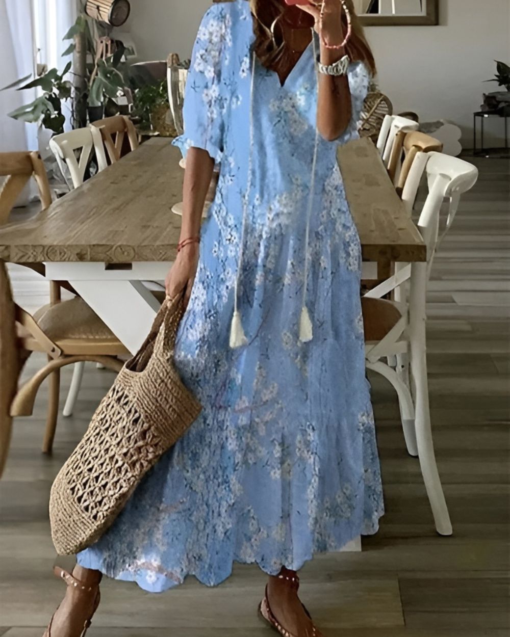 Robe longue fluide au style bohème chic. 3