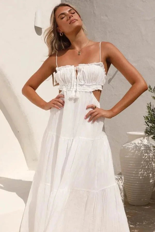 Robe maxi élégante avec un dos noué chic. 0