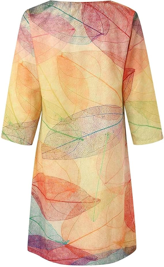 Robe mi-longue à imprimé feuilles, silhouette fluide et élégante, idéale pour des occasions formelles. - 3