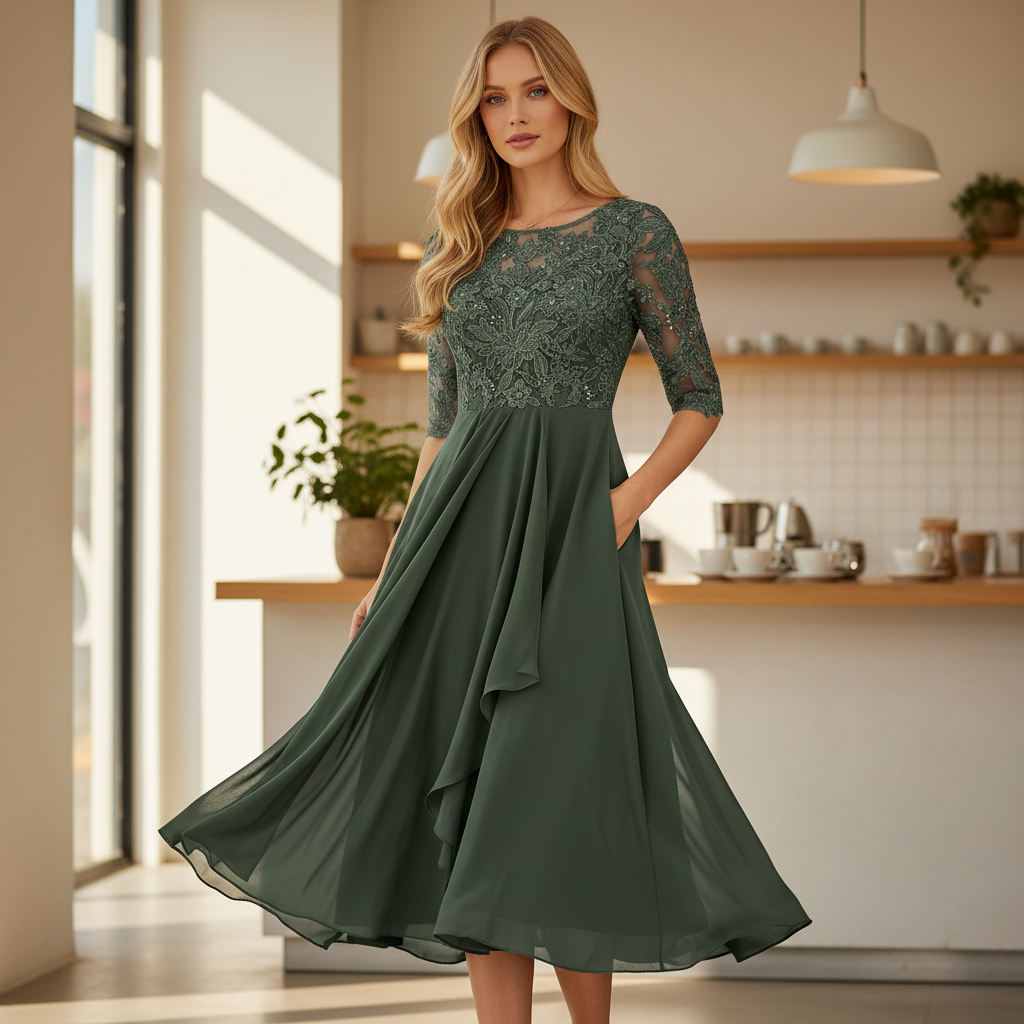 Robe midi élégante à coupe flatteuse, idéale pour des occasions formelles. - 4