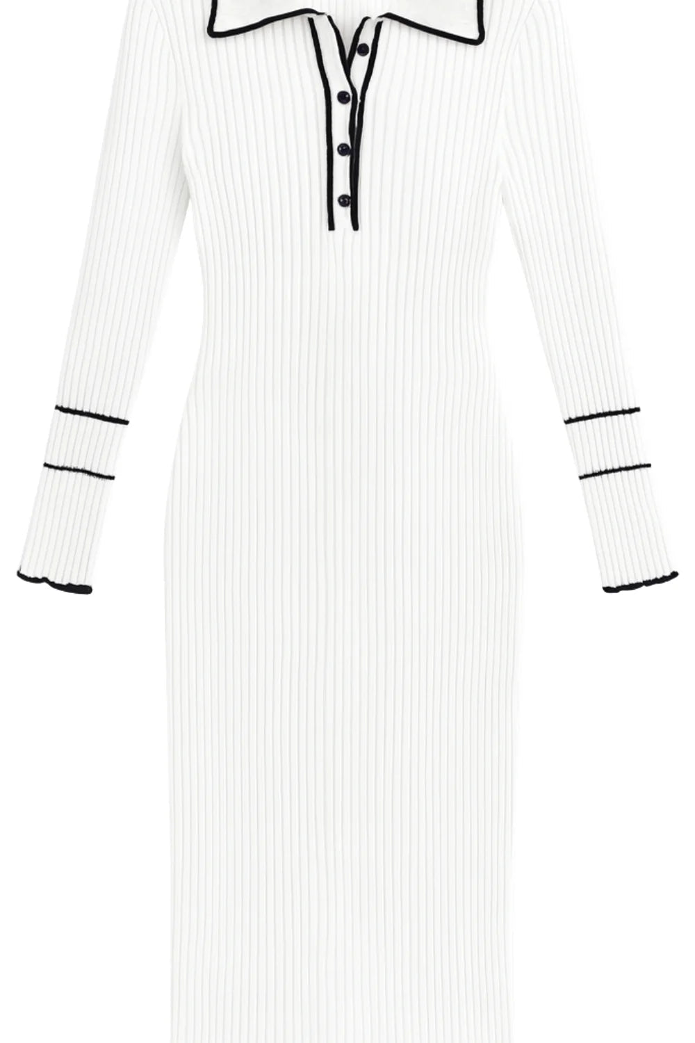 Robe midi élégante, silhouette cintrée avec col en V et ourlet fluide. - 3