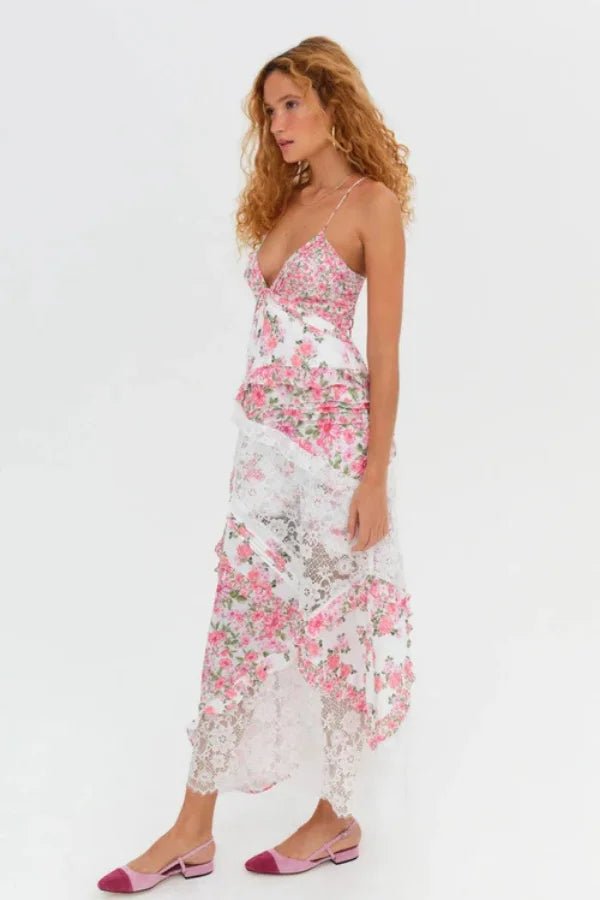 Robe midi femme, décolleté en V, dos nu, silhouette évasée, chic et élégante. - 2