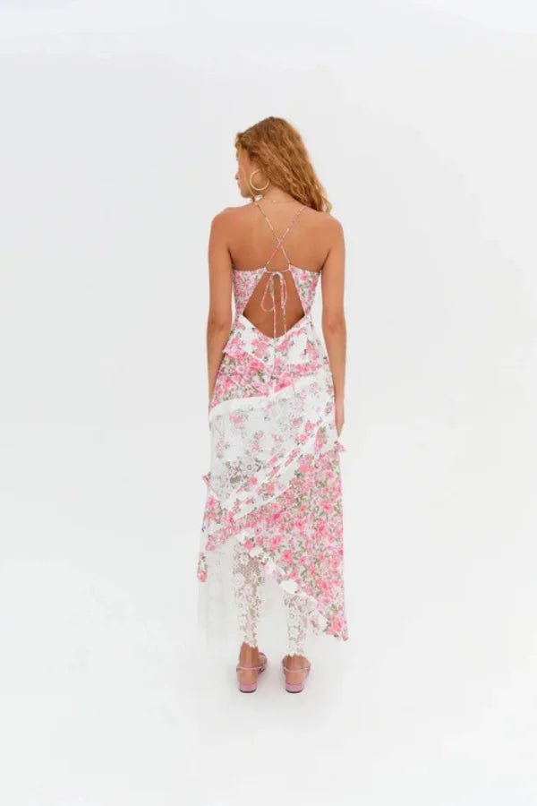 Robe midi femme, décolleté en V, dos nu, silhouette évasée, chic et élégante. - 3