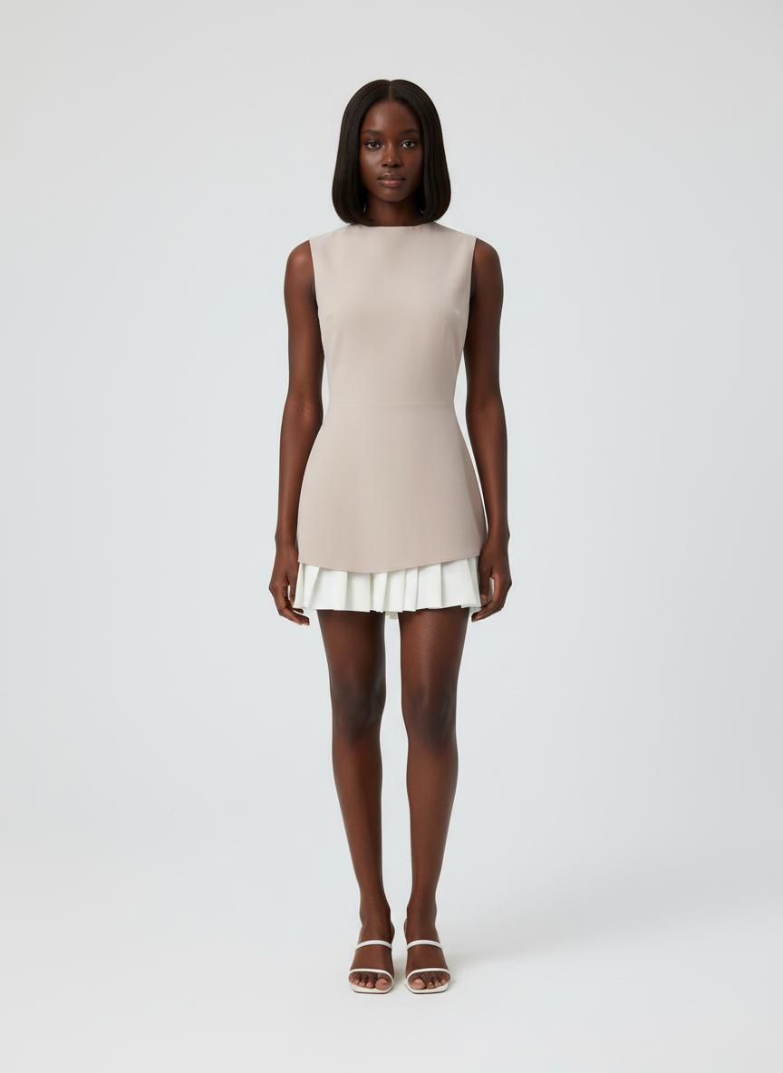 Robe longue plissée pour femme, silhouette fluide, col en V. - 4