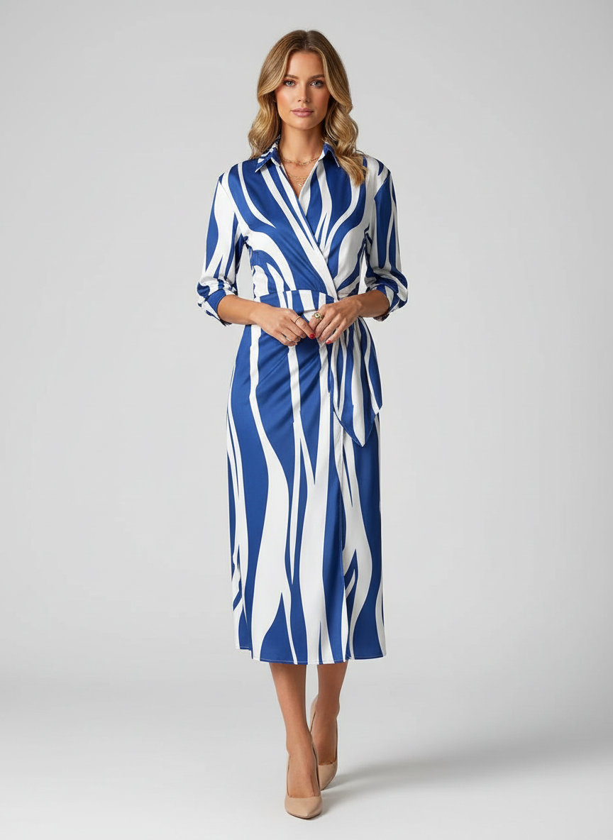 Robe de soirée élégante, fluide avec décolleté en V. - 1