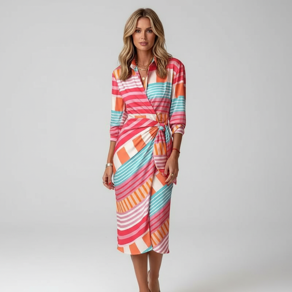 Robe de soirée élégante, fluide avec décolleté en V. - 2