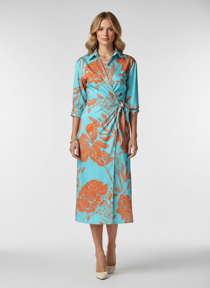 Robe de soirée élégante, fluide avec décolleté en V. - 3
