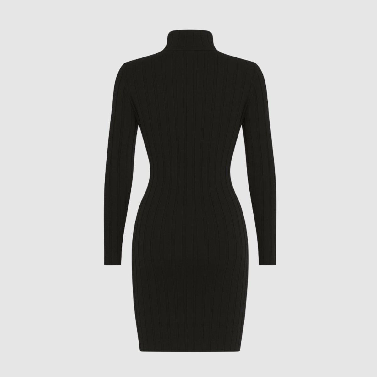 Robe sculptante, col roulé, silhouette allongée. 3