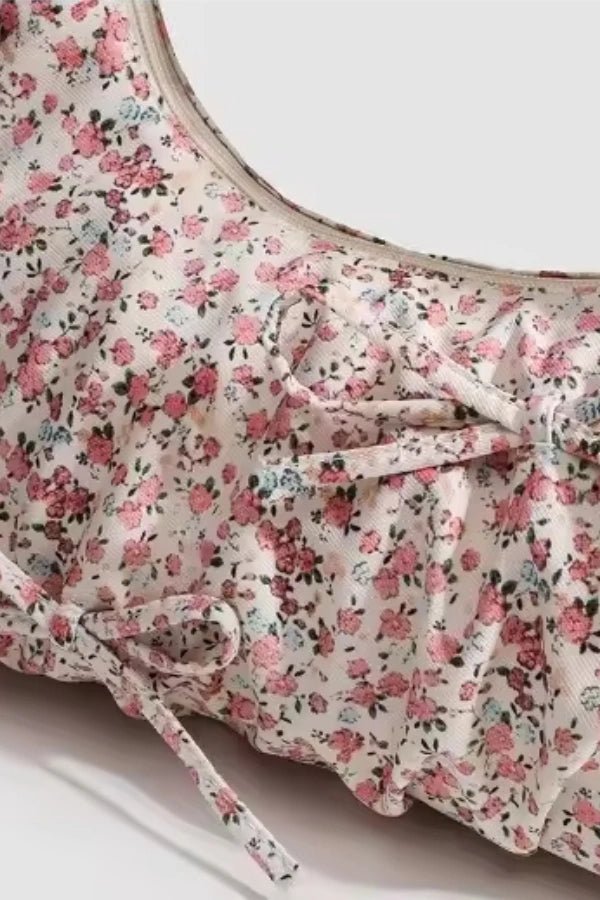 Sac à main élégant avec poignées froncées et imprimé floral. - 6